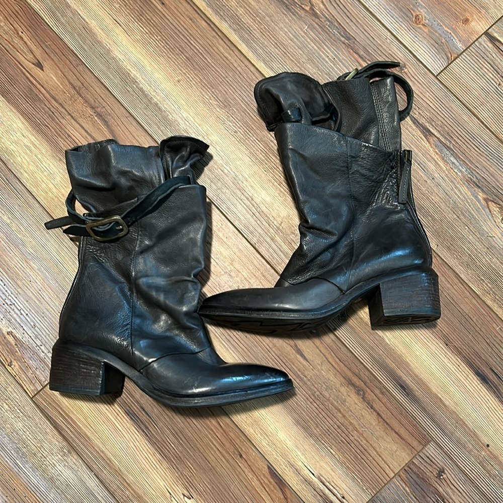 A.S.98 black mid calf boot